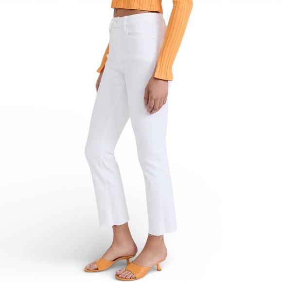 Good American Women's Good Straight Raw Hem White Stretch Denim Jeans Size 10 - Picture 3 of 13